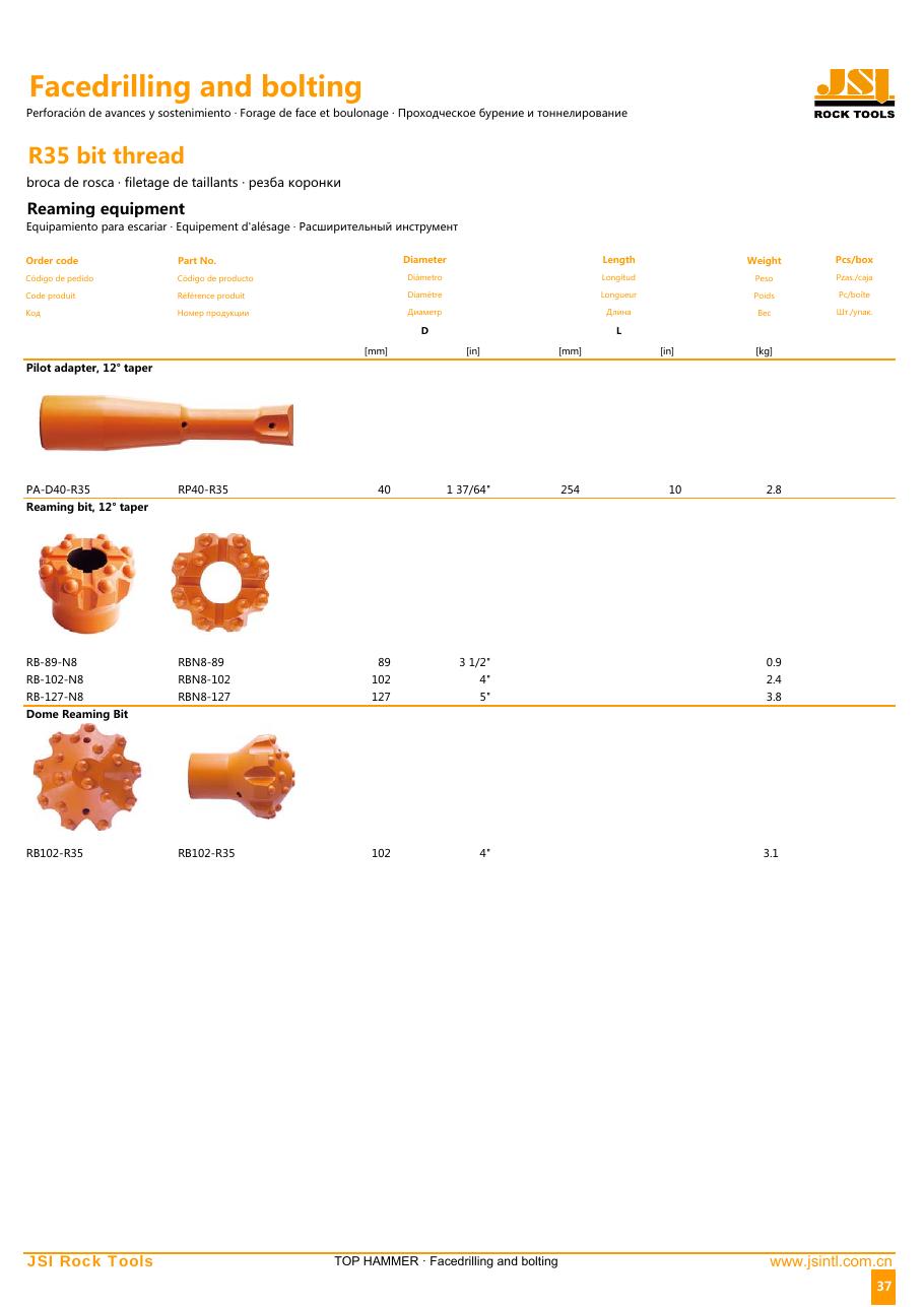 Página técnica de facedrilling y bolting JSI